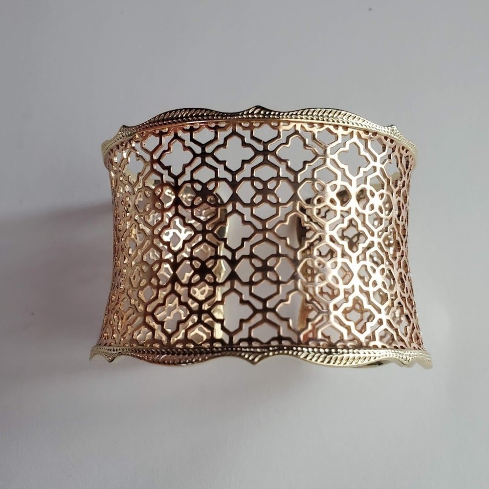 Kendra Scott Candice Cuff Bracelet Rose Gold & Gold Plate Filigree Lattice - Picture 4 of 10